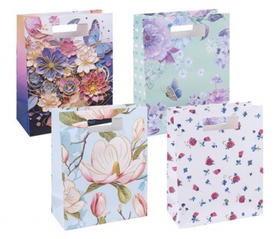 Ajándéktáska, 26x32,5x10 cm, DONAU "Home" vegyes minta