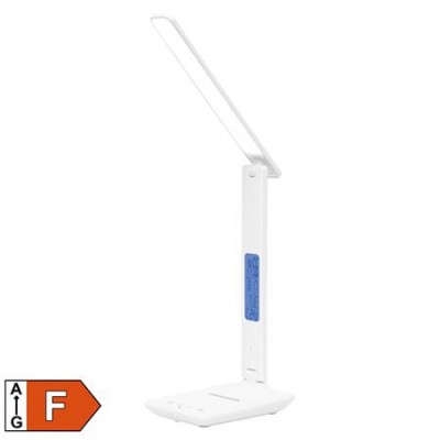 Asztali lámpa, LED, szabályozható, Qi töltővel, USB, HOME, fehér